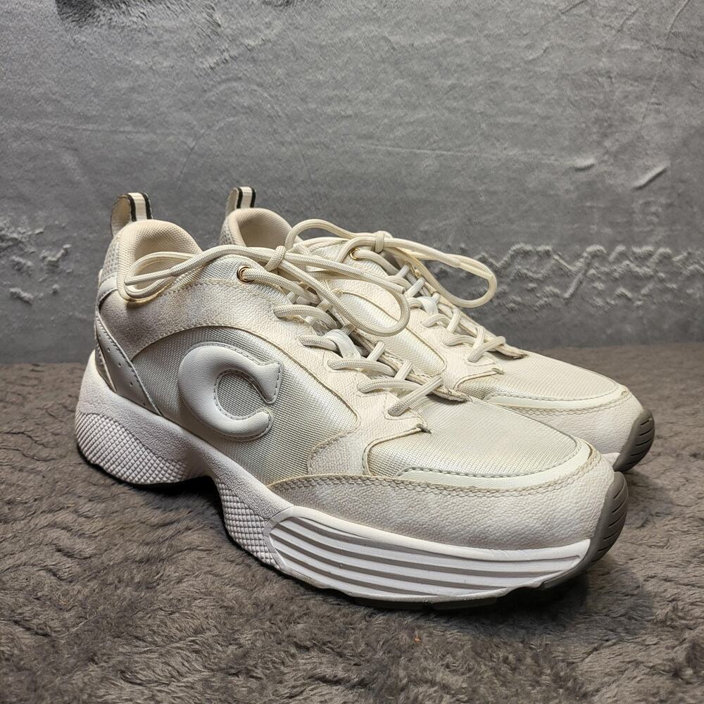 Coach Shoes Womens Size 9 White Mesh Lace Up Comfort Walking CI071 Sneakers